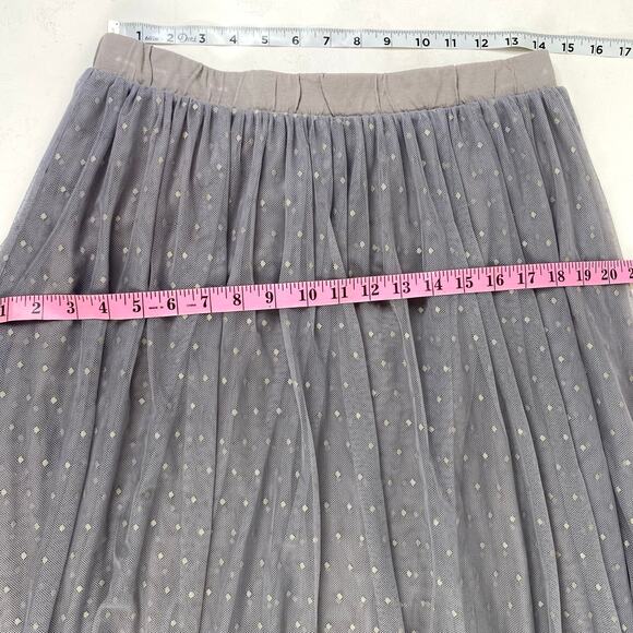 Garnet Hill Grey Tulle Flowy Polka Dot Midi Skirt Sz M - Picture 4 of 5